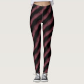 Deep Berry Black Diagonal Tufted Stripe Leggings (Voorkant)