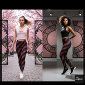 Deep Berry Black Diagonal Tufted Stripe Leggings