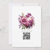 Deep Berry Bloemen Bruiloft Kaart (Achterkant)