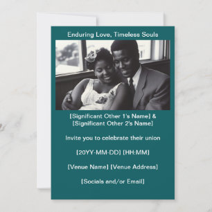 Deep Blauwgroen 1960s Black Wedding Love Kaart