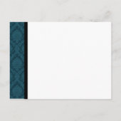 Deep Blauwgroen Blue Damask Save Date Briefkaart (Achterkant)