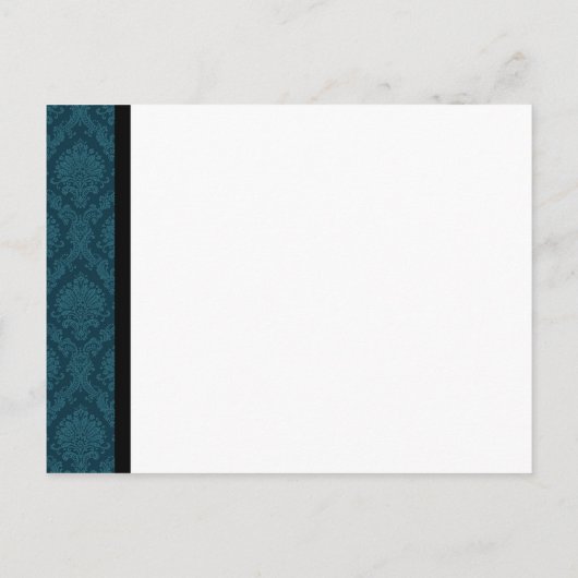 Deep Blauwgroen Blue Damask Save Date Briefkaart (Achterkant)