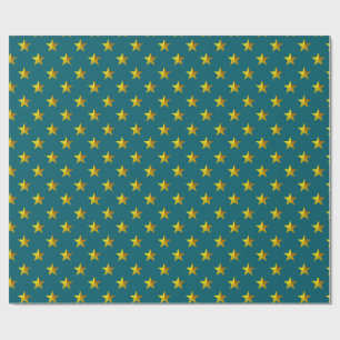 Deep Blauwgroen Blue Gold Stars Cadeaupapier