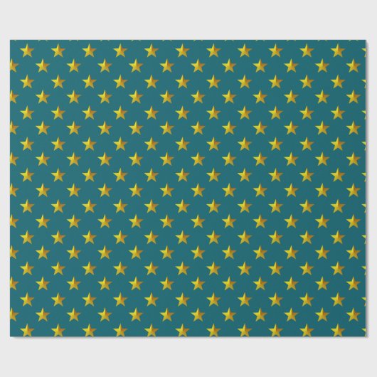 Deep Blauwgroen Blue Gold Stars Cadeaupapier (Vlak)