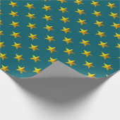 Deep Blauwgroen Blue Gold Stars Cadeaupapier (Hoek)