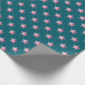 Deep Blauwgroen Blue PInk Stars Cadeaupapier (Hoek)