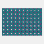 Deep Blauwgroen Blue Pink Violet Paarse Stars Inpakpapier Vel (Voorkant 3)