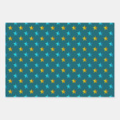 Deep Blauwgroen Blue Silver Gold Stars Inpakpapier Vel (Voorkant 2)