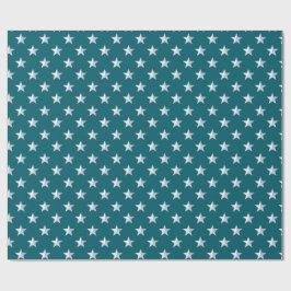 Deep Blauwgroen Blue Silver Stars Cadeaupapier