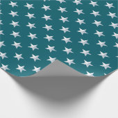 Deep Blauwgroen Blue Silver Stars Cadeaupapier (Hoek)