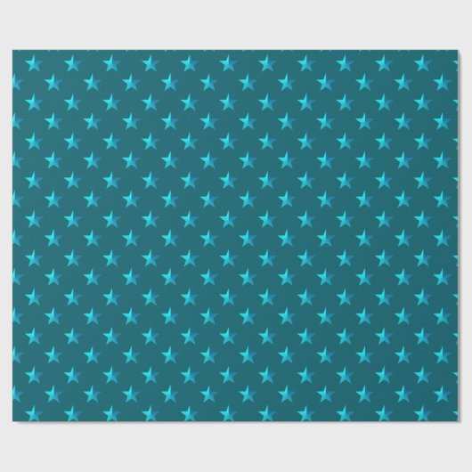 Deep Blauwgroen Blue Stars Cadeaupapier (Vlak)