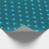 Deep Blauwgroen Blue Stars Cadeaupapier (Hoek)