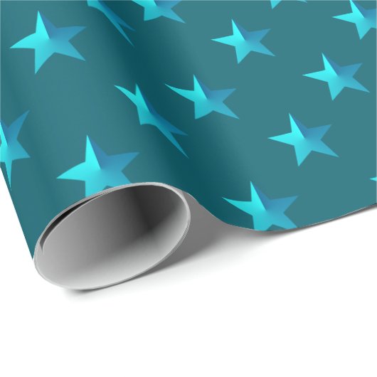 Deep Blauwgroen Blue Stars Cadeaupapier (Rol Hoek)