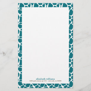 Deep Blauwgroen Giraffe Pattern Briefpapier