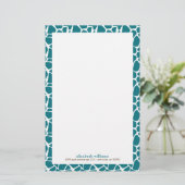 Deep Blauwgroen Giraffe Pattern Briefpapier (Staand voorkant)