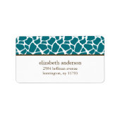Deep Blauwgroen Giraffe Pattern Etiket (Voorkant)