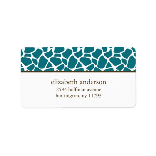 Deep Blauwgroen Giraffe Pattern Etiket (Voorkant)