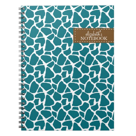 Deep Blauwgroen Giraffe Pattern Notitieboek (Voorkant)