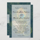 Deep Blauwgroen Peacock Feather Bruiloft Uitnodigi Kaart (Voorkant / Achterkant)