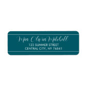 Deep Blauwgroen retouradresslabels Etiket (Voorkant)