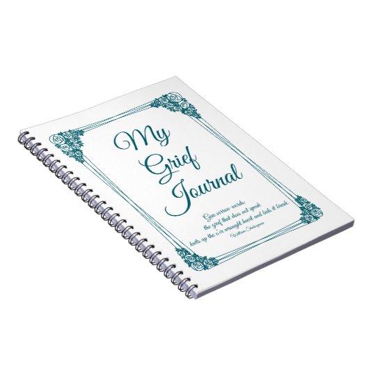 Deep Blauwgroen Roos Cluster Border Grief Journal Notitieboek (Rechterzijde)