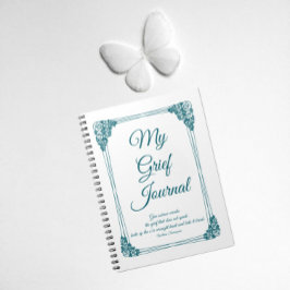 Deep Blauwgroen Roos Cluster Border Grief Journal Notitieboek