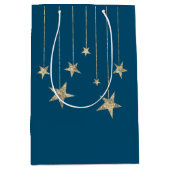 Deep Blauwgroen Silver Stars Wizard Gift Bag Medium Cadeauzakje (Voorkant)