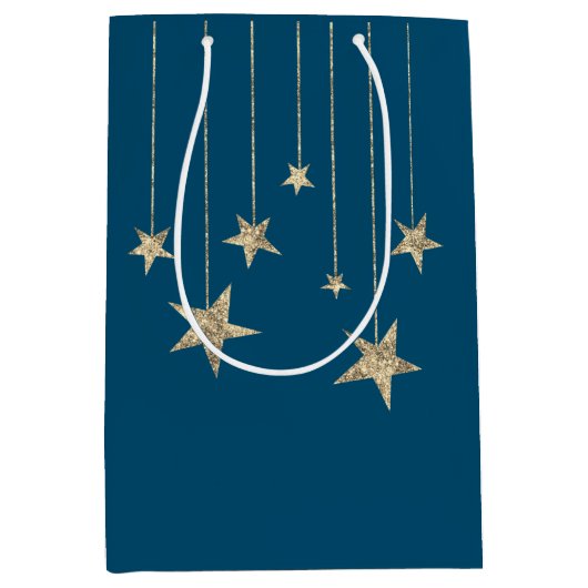 Deep Blauwgroen Silver Stars Wizard Gift Bag Medium Cadeauzakje (Voorkant)