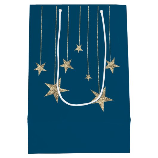 Deep Blauwgroen Silver Stars Wizard Gift Bag Medium Cadeauzakje (Achterkant)