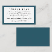 Deep Blauwgroen Wedding Online RSVP-kaart Informatiekaartje (Voorkant / Achterkant)