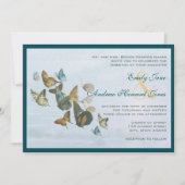Deep Blauwgroen Whimsical Butterfly Weduwuitnodigi Kaart (Voorkant)
