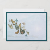 Deep Blauwgroen Whimsical Butterfly Weduwuitnodigi Kaart (Achterkant)
