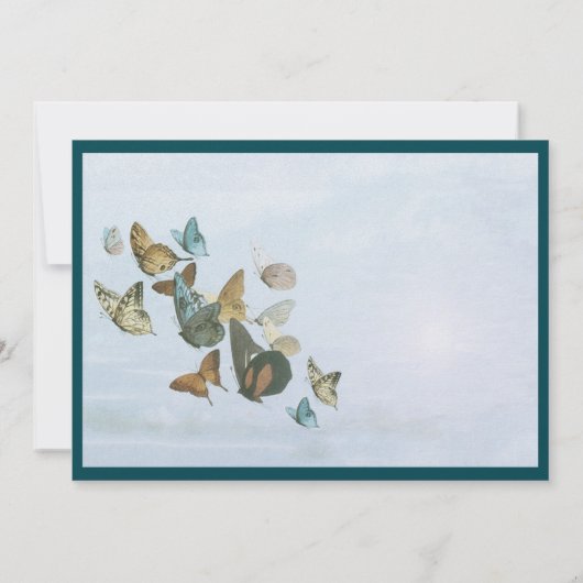 Deep Blauwgroen Whimsical Butterfly Weduwuitnodigi Kaart (Achterkant)