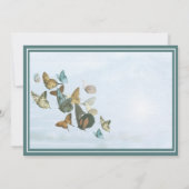 Deep Blauwgroen Whimsical Butterfly Weduwuitnodigi Kaart (Achterkant)