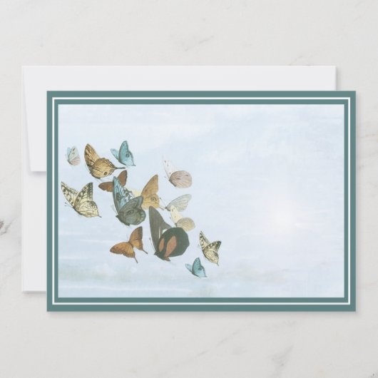 Deep Blauwgroen Whimsical Butterfly Weduwuitnodigi Kaart (Achterkant)