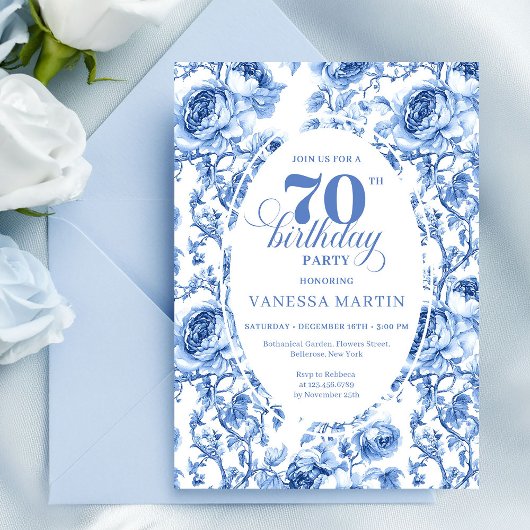 Deep Blue 70e Verjaardag Elegante Uitnodiging Fees