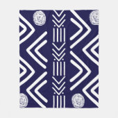 Deep Blue Afrikaanse Bogolan Fleece Deken (Voorkant)