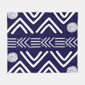 Deep Blue Afrikaanse Bogolan Fleece Deken (Voorkant (Horizontaal))