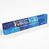 Deep Blue Alcohol Ink Desk Naambordje