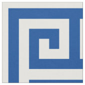 Deep Blue Alternating Greek Key Square Pattern Stof (Close Up)