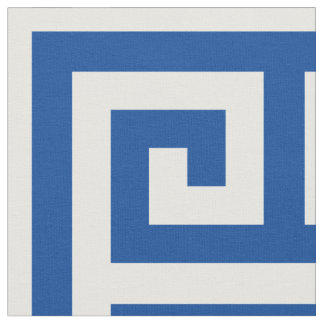 Deep Blue Alternating Greek Key Square Pattern Stof