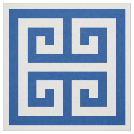 Deep Blue Alternating Greek Key Square Pattern Stof (Swatch)