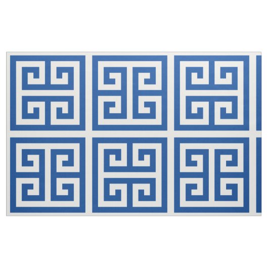 Deep Blue Alternating Greek Key Square Pattern Stof (Fat Quarter)