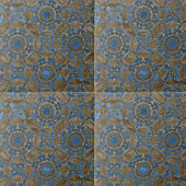 Deep Blue and Gold Ornate Medallion Pattern Tegeltje