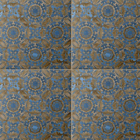 Deep Blue and Gold Ornate Medallion Pattern Tegeltje