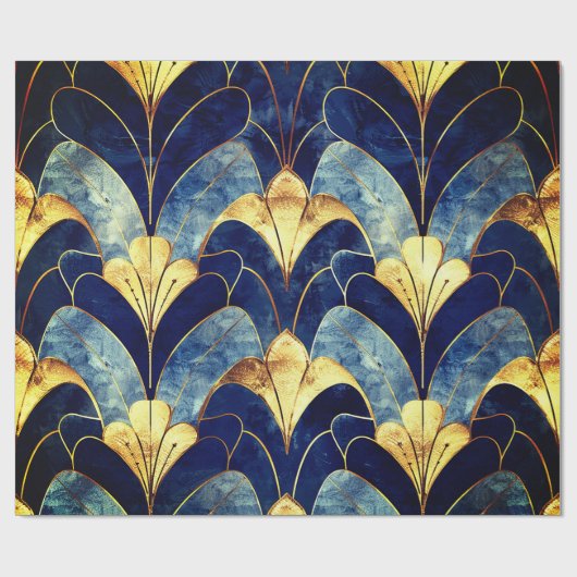 Deep Blue Art Deco Cadeaupapier (Vlak)