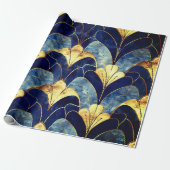 Deep Blue Art Deco Cadeaupapier (Uitgerold)
