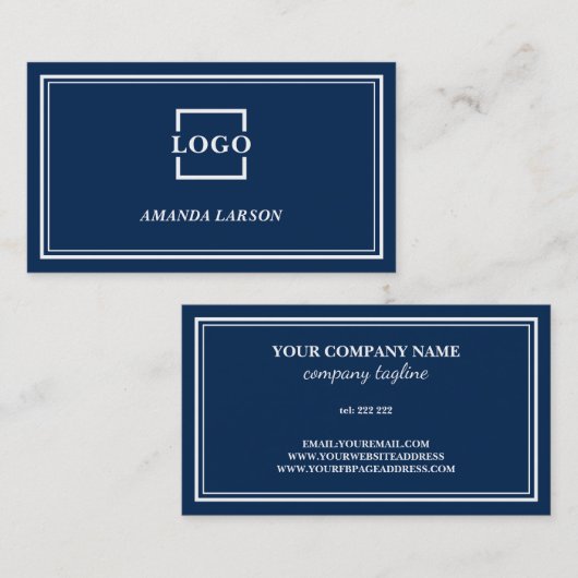 Deep Blue Background en White Lijst Visitekaartje (Voorkant / Achterkant)