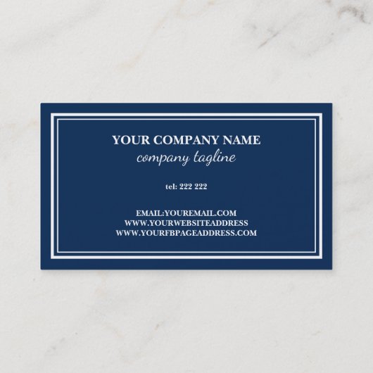 Deep Blue Background en White Lijst Visitekaartje (Achterkant)
