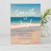 Deep Blue Beach Photo Weddenschap Kaart (Staand voorkant)